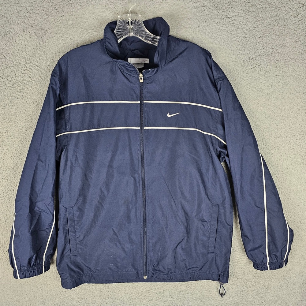 Nike Jacket Mens M Blue Windbreaker Full Zip Mesh Lined Y2K Track